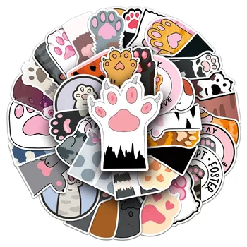 10/50 шт. INS Cartoon Kawaii Cute Cat Paw Наклейки ПВХ Водонепроницаемые наклейки Наклейки для детей Мальчики Девочки Игрушки Подарки