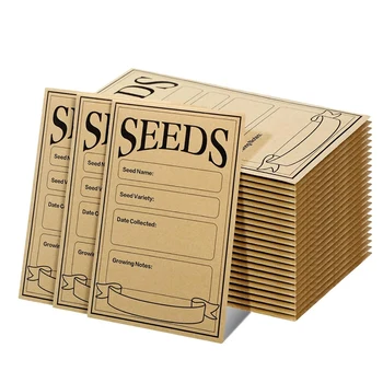 100 шт. Конверты с семенами 3,1X4,7 дюйма, Конверты с семенами Коричневая бумага Пакеты для семян Конверты для хранения овощей Предварительно напечатанные дизайны