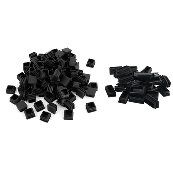 130 шт. пластиковые квадратные трубные вставки торцевые заглушки черные - 100 шт. 20 мм x 20 мм и 30 шт. 25X50 мм