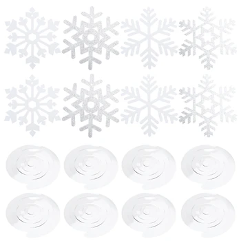 1Set Рождественские потолочные подвесные украшения для снежинок, серебряные и белые потолочные завитки для подвешивания украшений на Рождество