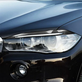 2 шт. Автомобильная фара Веки Крышка для бровей Настоящие автомобильные принадлежности из углеродного волокна для BMW F15 X5 F85 X5M X6 2014-2018