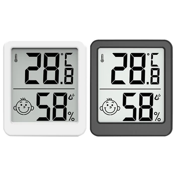 2 шт. ЖК-дисплей цифровой термометр гигрометр для внутреннего помещения электронный датчик влажности температуры белый и черный