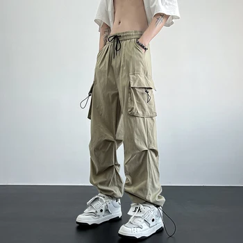 2023 Мужские американские хип-хоп свободные эластичные рабочие повседневные брюки уличная одежда эластичная талия спортивные штаны модные трендовые брюки M-4XL