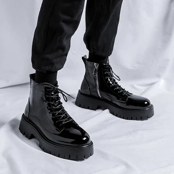 2023 Новая классика Черные мужские ботинки Chelsea Fashion Trend Тактические ботинки на платформе Кожаные военные ботинки Мужские брендовые мотоциклетные ботинки