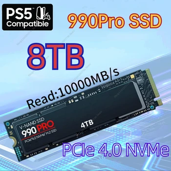 2024 Новый 100% оригинальный твердотельный накопитель 990Pro 10000 МБ/с NVMe M.2 2280 8 ТБ 4 ТБ 2 ТБ Внутренний твердотельный накопитель PCIe 4.0 для ноутбука PS5