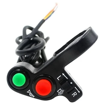 2X Переключатель руля мотоцикла Электрический велосипед Скутер Звуковой сигнал Кнопка включения/выключения Выключатель света