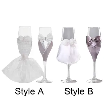 2x Свадебные бокалы для шампанского Аксессуары для юбилейных вечеринок Модные универсальные креативные украшения Стеклянная посуда Тосты жениха и невесты