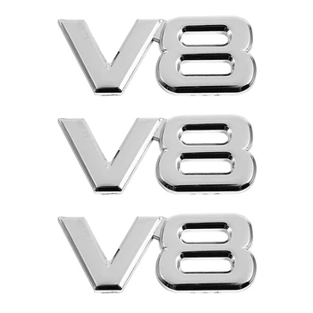 3X 3D 3D Серебристый Авто Мотор V8 Авто Задняя Эмблема Наклейка Значок Наклейка 7,5X3,5 см