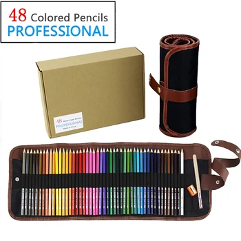 48 Цветной набор акварельных карандашей профессионального художника высокого качества с держателем для карандашей, точилкой и кистью