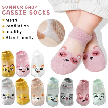 5 пар / лотов детские летние тонкие сетчатые шелковые носки для мальчиков и девочек детские носки лодыжки носки дышащие хлопчатобумажные носки впитывание пота