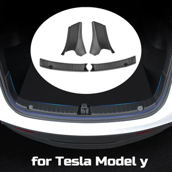 ABS Защита порогов заднего багажника для Tesla Model Y 2021-2023 Защитные накладки на бампер Автомобильные аксессуары против царапин