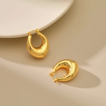 ALTERA Новые классические гладкие металлические круглые серьги-кольца для женщин Модные ювелирные изделия Темперамент Ежедневное ношение Серьги из нержавеющей стали
