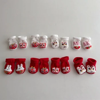 & Теплые детские носки с животным принтом Нескользящие детские носки для зимнего подарка