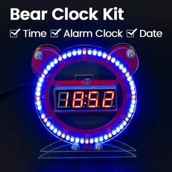  Bear Electronic Clock Kit 51 Микроконтроллер с температурным будильником DIY Набор для пайки электроники Творческая практика