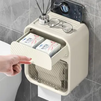 Creative Tissue Box Настенный многоцелевой водонепроницаемый диспенсер для туалетной бумаги без перфорации Бытовая стойка для хранения бумаги в рулоне