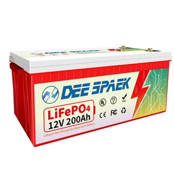 DEESPAEK 12V LiFePO4 Батарея 200 Ач, литиевые батареи с модернизированной BMS 200 А, 7000+ перезаряжаемых глубоких циклов, для автофургонов, морских