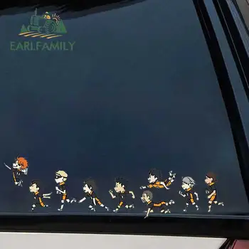 EARLFAMILY 13 см x 3,7 см для Haikyuu Running Funny Car Наклейки Аниме Креативные Windows Наклейки Виниловые автомобильные аксессуары Водонепроницаемый