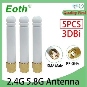 EOTH 5 шт. 2,4 г 5,8 г антенна 3dbi sma мужской женский wlan wifi двухдиапазонный antene iot модуль маршрутизатор tp link приемник сигнала antena