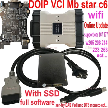 MB Star C6 DOIP wifi мультиплексор с программным обеспечением SSD бесплатная лицензия для нового автомобиля w205 w206 w211 204 223 167 214 177 Диагностический инструмент