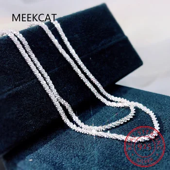 MEEKCAT 100% 925 Стерлинговое Серебро Мерцающее 18K Белое Золотое Покрытие Ожерелье Для Женщин Вечеринка Изысканные Ювелирные Подарки