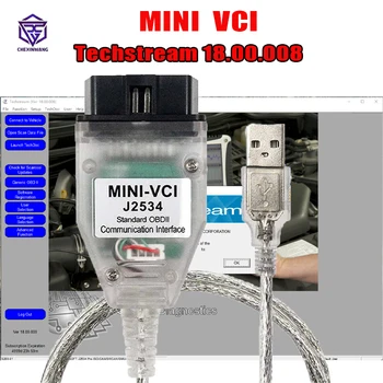 MINI VCI MINIVCI J2534 ПО Techstream V18.00.008 для диагностического кабеля Toyota OBD2 с программным обеспечением до 2023 года