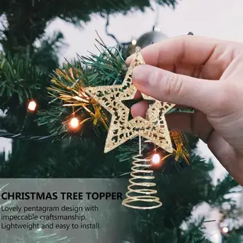 NEW Рождественская елка Топпер Звезда Пластиковая Полая Золотая Звезда Рождественские Украшения Для Дома Рождество 2023 Navidad Новый год L3R1