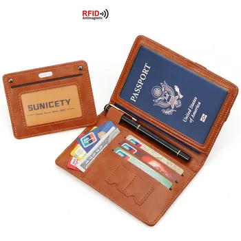 RFID Противоугонные кошельки для паспортов Многофункциональный идентификатор Папка для билетов Сумка для дорожных карт унисекс Универсальный кошелек Держатель для монет из искусственной кожи