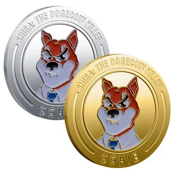 SHIB Сувенир Dogecoin 3D рельефная памятная монета Позолоченная серебряная декоративная краска Счастливая монета Современные металлические ремесла Shiba Inu