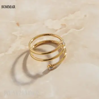 SOMMAR интернет-магазины индия позолоченный размер 6 7 8 мужское кольцо для женщин спиральное кольцо мужчины оптом