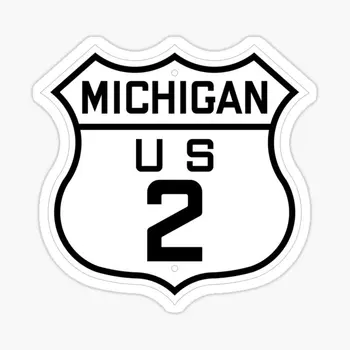 Us Highway 2 Michigan 1926 United St 5PCS Авто Наклейки для фона Декор Бампер Украшения Окно Искусство Мотоцикл Мультфильм