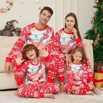 Xmas Семья Пижама Мама Дочь Отец Сын Семейный образ Наряд Детские комбинезоны Пижамы Рождественские пижамы Комплекты одежды