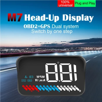 Автомобильный проекционный дисплей OBD2 GPS Двухсистемный спидометр Скорость оборотов в минуту Расход топлива Время вождения с сигнализацией Проектор лобового стекла