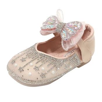 Бренд Infant Grls Первые ходунки для вечеринки по случаю дня рождения Twinkle Crystal Soft Toddler Shoes с кружевным узлом бабочки для ребенка