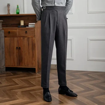 Весенние модные брюки Брюки для мужчин Офисные брюки Мужские деловые повседневные брюки Британские социальные клубные наряды Pantalones Hombre