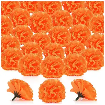  Головки цветов календулы оптом, 100 шт. Искусственные цветочные головки для поделок гирлянд, шелковые ноготки искусственные цветы, оранжевый