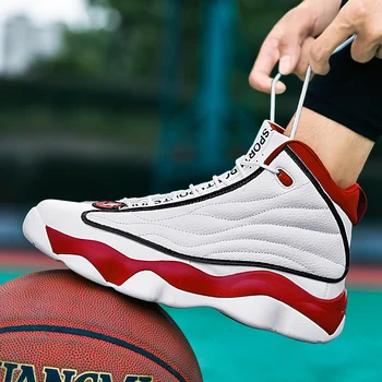  Горячая распродажа Баскетбольная обувь Мужские износостойкие баскетбольные кроссовки Нескользящая спортивная обувь с высоким верхом Удобная спортивная обувь