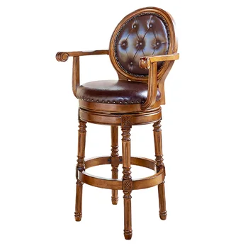 Гостиничный роскошный стул с деревянными ножками табурет Kichen с высокой спинкой прочный домашний барный стул высококачественный дуб с деревянной рамой американский барный стул