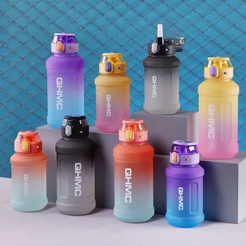 Градиентная цветная бутылка для воды матовая соломенная пластиковая чашка для воды большой емкости портативная космическая чашка