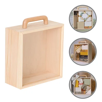 Деревянная коробка-дисплей с прозрачной крышкой Подарочная упаковочная коробка Шкатулка для ювелирных изделий Сокровище с ручкой