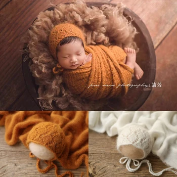 Детская фотография маленькая шапочка фотография новорожденных норка мех вязаная ткань реквизит детская фотография милая тема 소품