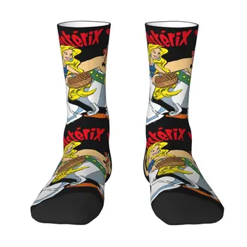 Забавные печатные приключенческие носки из манги Asterix для женщин и мужчин Стрейч Лето Осень Зима Забавные носки Obelix Crew