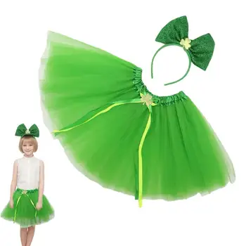 Зеленое платье для девочек Ирландия День Святого Патрика Костюм Детский карнавальный костюм Девушка Пачка С Головным Убором Юбка Костюмы Для Танца Косплей