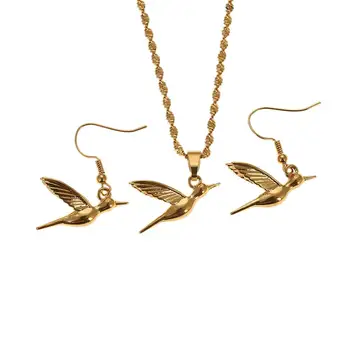  Золотой цвет Милая Летающая Птица Кулон Ожерелья Серьги Модный Африканский Ювелирный Набор