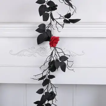 Имитация черных листьев, не требующая особого ухода, для домашнего декора Реалистичный Хэллоуин, черный ротанг, элегантный декоративный реквизит для дома своими руками