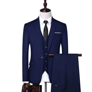 индивидуальный офисный набор из 3 предметов для мужской свадебной формальной одежды Тонкий и удобный пиджак Деловой костюм