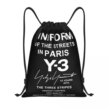 Йоджи Ямамото Улиц Парижа Сумка на шнурке Мужская Женская складная спортивная сумка для тренажерного зала Тренировочные рюкзаки для хранения