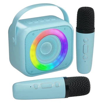 караоке-машина, мини-портативная Bluetooth-колонка для караоке с 2 беспроводными микрофонами для детей, взрослых, семьи, домашней вечеринки
