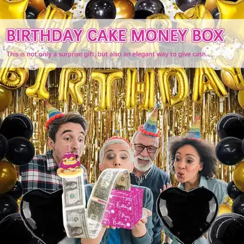  Коробка с сюрпризом на день рождения с забавной функцией накачки денег Идеальный подарок для мамы, сестры, брата, жены или подруги Money Box Cak H5B4
