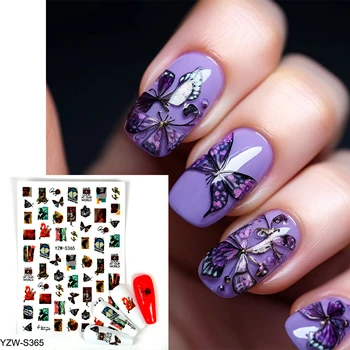 красочная бабочка Наклейка для ногтей Аксессуары для ногтей Роза Цветок 3D Наклейка Украшение ногтей Наклейка Улучшения