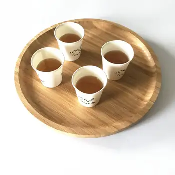 Круглый бамбуковый чайный поднос